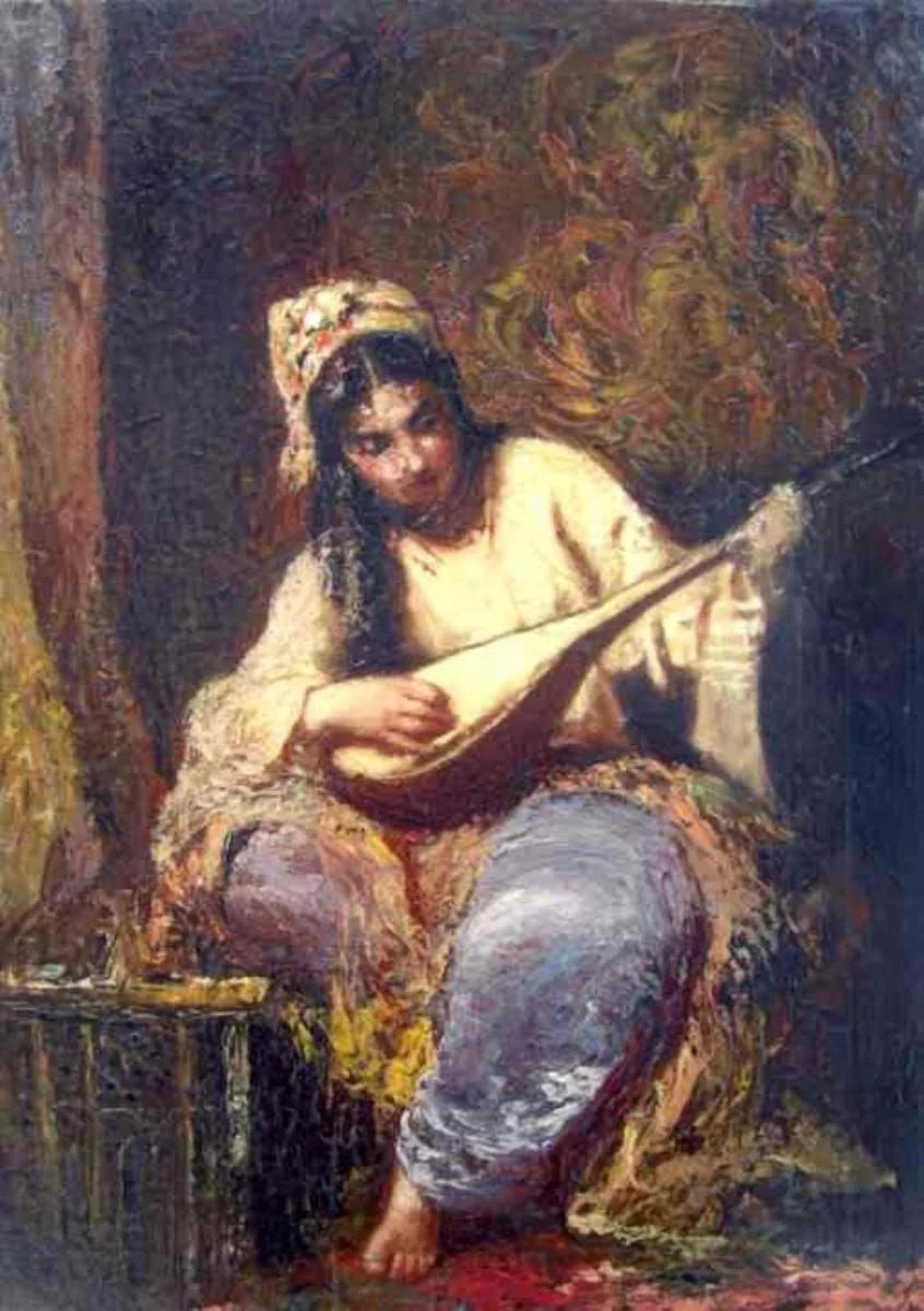 Odaliscă cu mandolină, detail