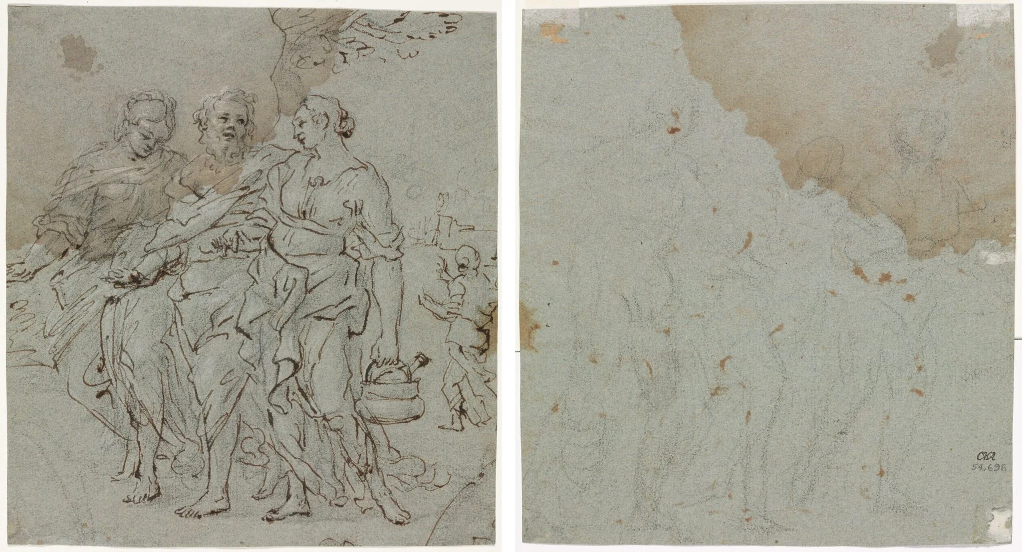 Lot and His Daughters (recto); Sketch for Lot and His Daughters (verso), detail