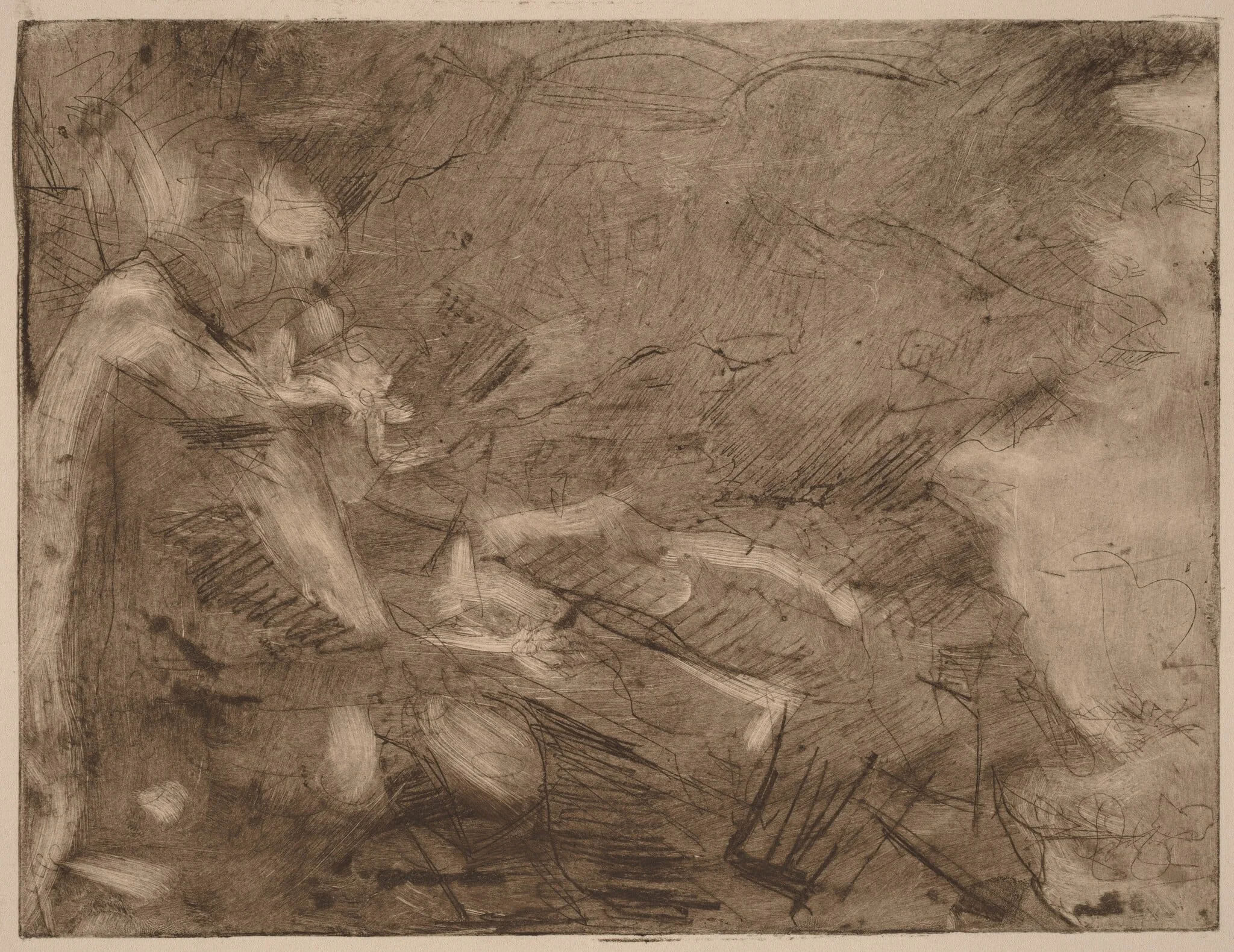 Mountain Stream with Bathers, detail