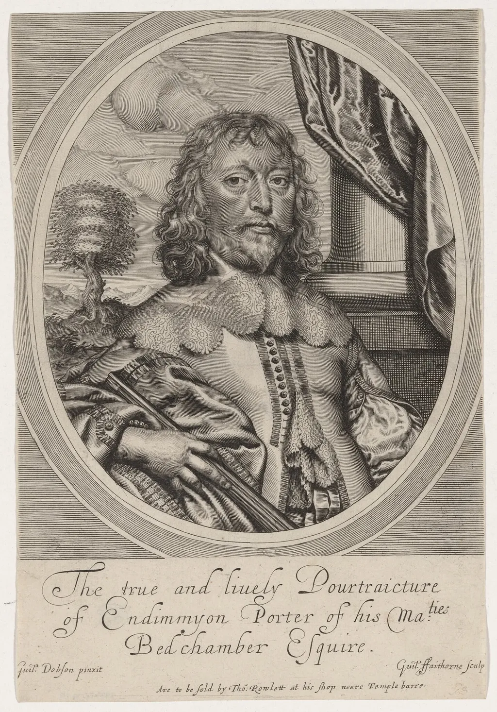 Endymion Porter, by William Faithorne, ink, 1654