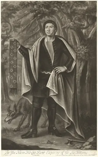 Tee Yee Neen Ho Ga Row, Emperor of the Six Nations, by John Simon, ink, 1710