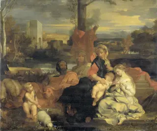 The Mystic Marriage of St Catherine, by Sébastien Bourdon, oil