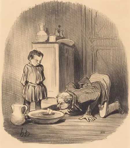 Comment on donne... le goût de la navigation, by Honoré Daumier, ink, 1846