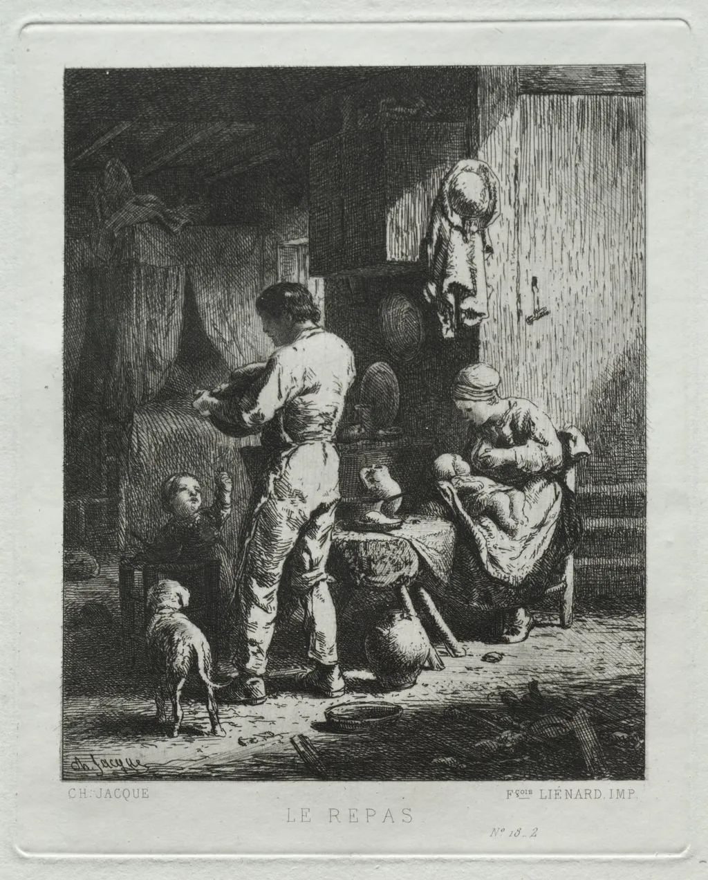 The Repast, by Charles-Émile Jacque, 1864
