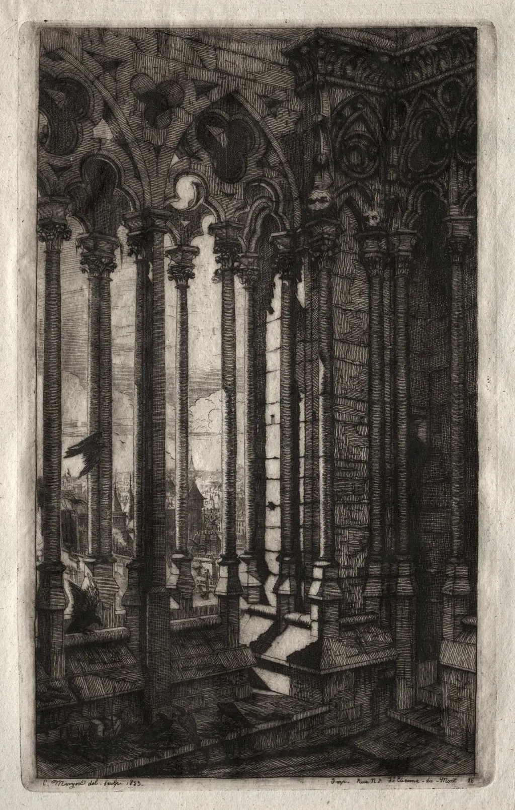 Etchings of Paris:  The Gallery of Notre Dame, by Charles Meryon, 1853