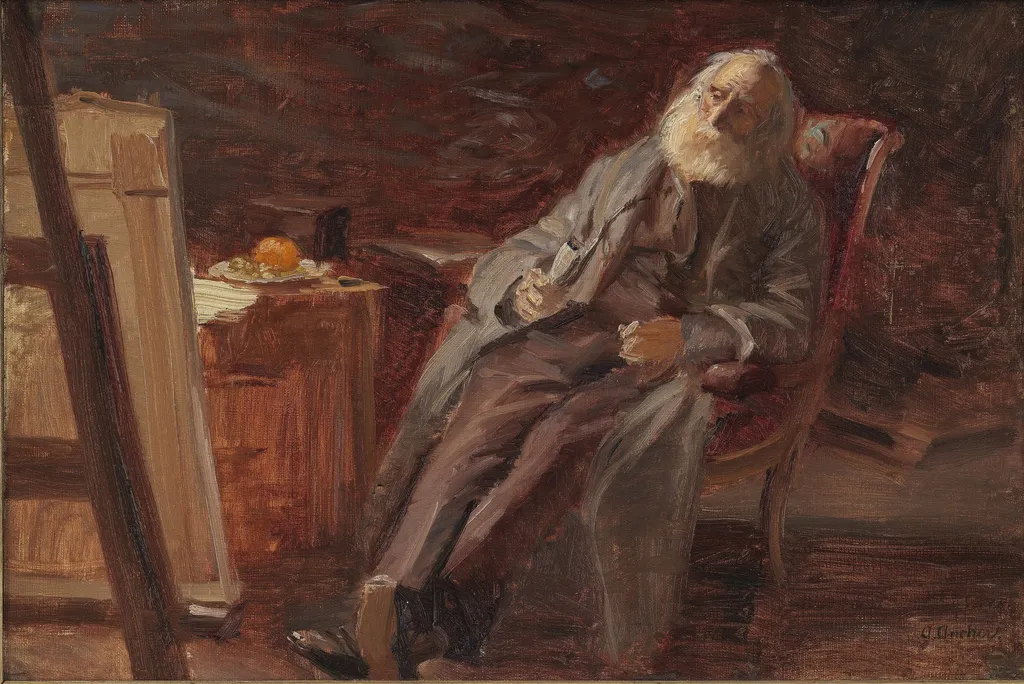 The Painter Vilhelm Kyhn Smoking his Pipe, by Anna Ancher, oil, 1903