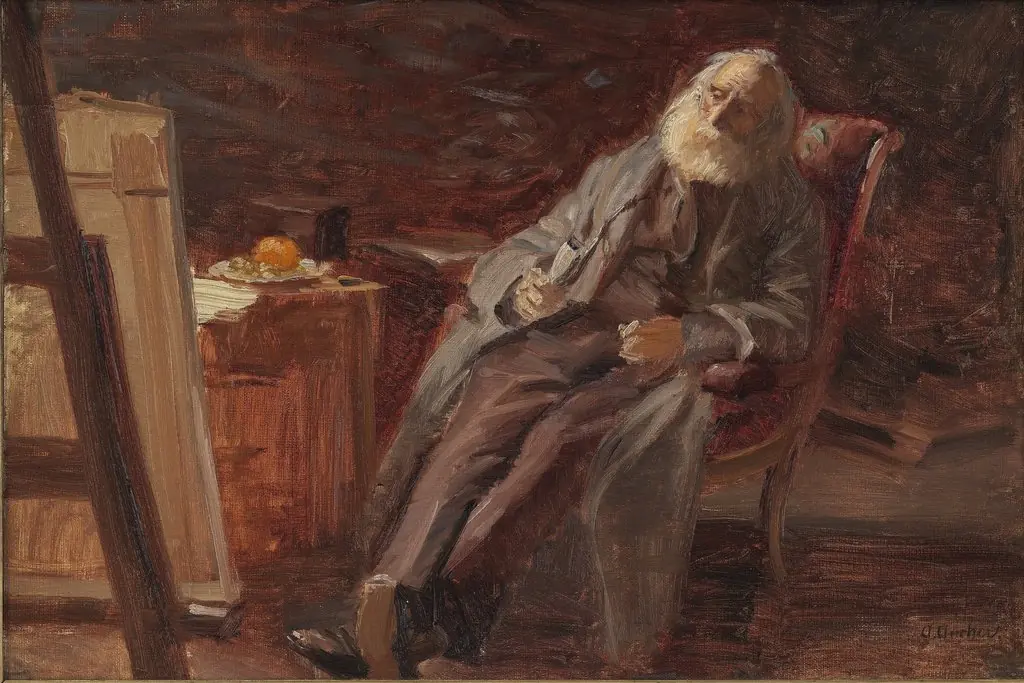 The Painter Vilhelm Kyhn Smoking his Pipe, by Anna Ancher, oil, 1903