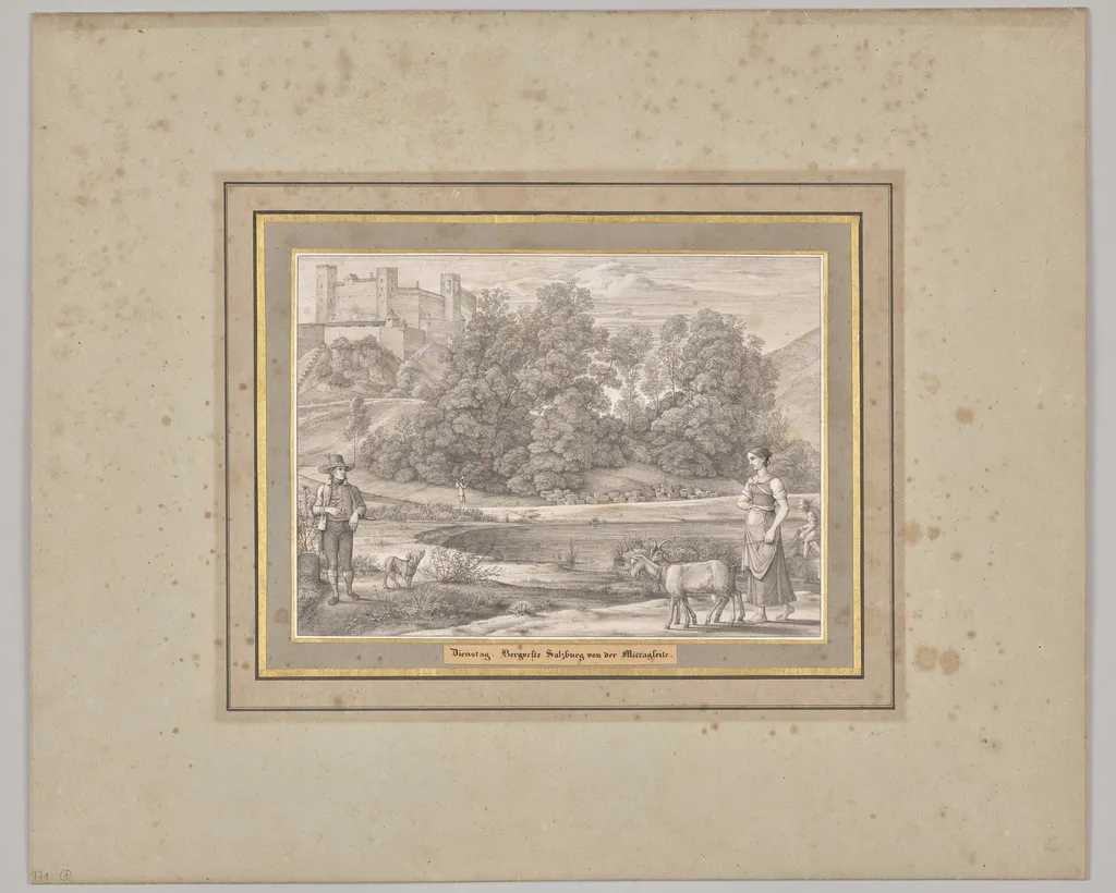 Tuesday. Bergveste Salzburg from the Midday Side, by Ferdinand Olivier, 1820