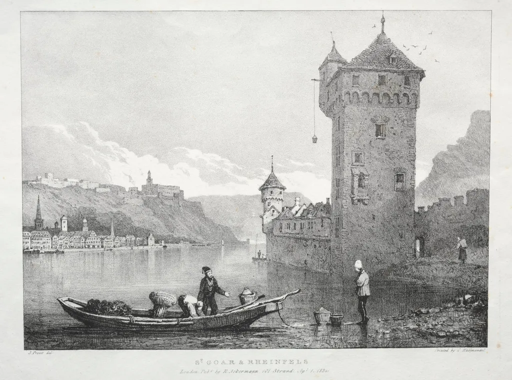 St. Goar and Rheinfels, by Samuel Prout, 1824
