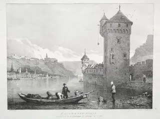 St. Goar and Rheinfels, by Samuel Prout, 1824