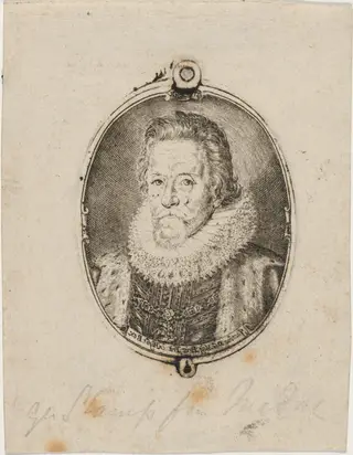 James I, King of England, by Simon van de Passe, ink, 1621