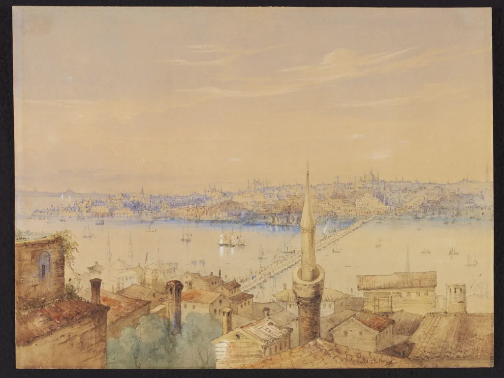 View of Constantinople from Pera across the Golden Horn, by Luigi Brocktorff, watercolor, 1835