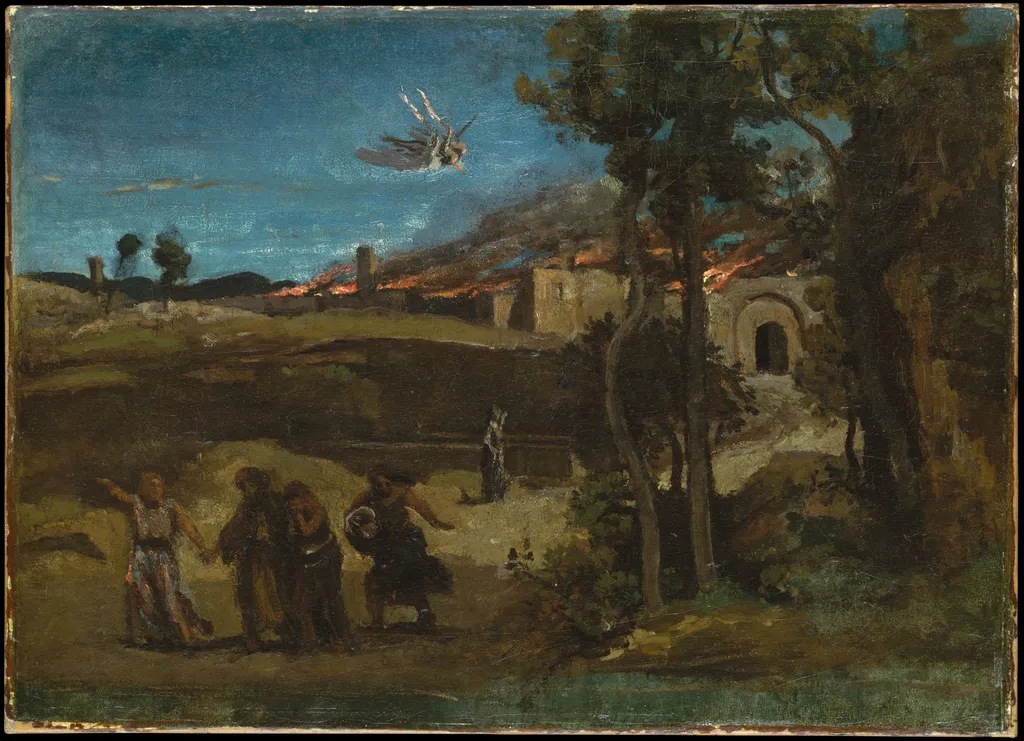 Study for "The Destruction of Sodom", by Jean Baptiste Camille Corot, oil, 1843