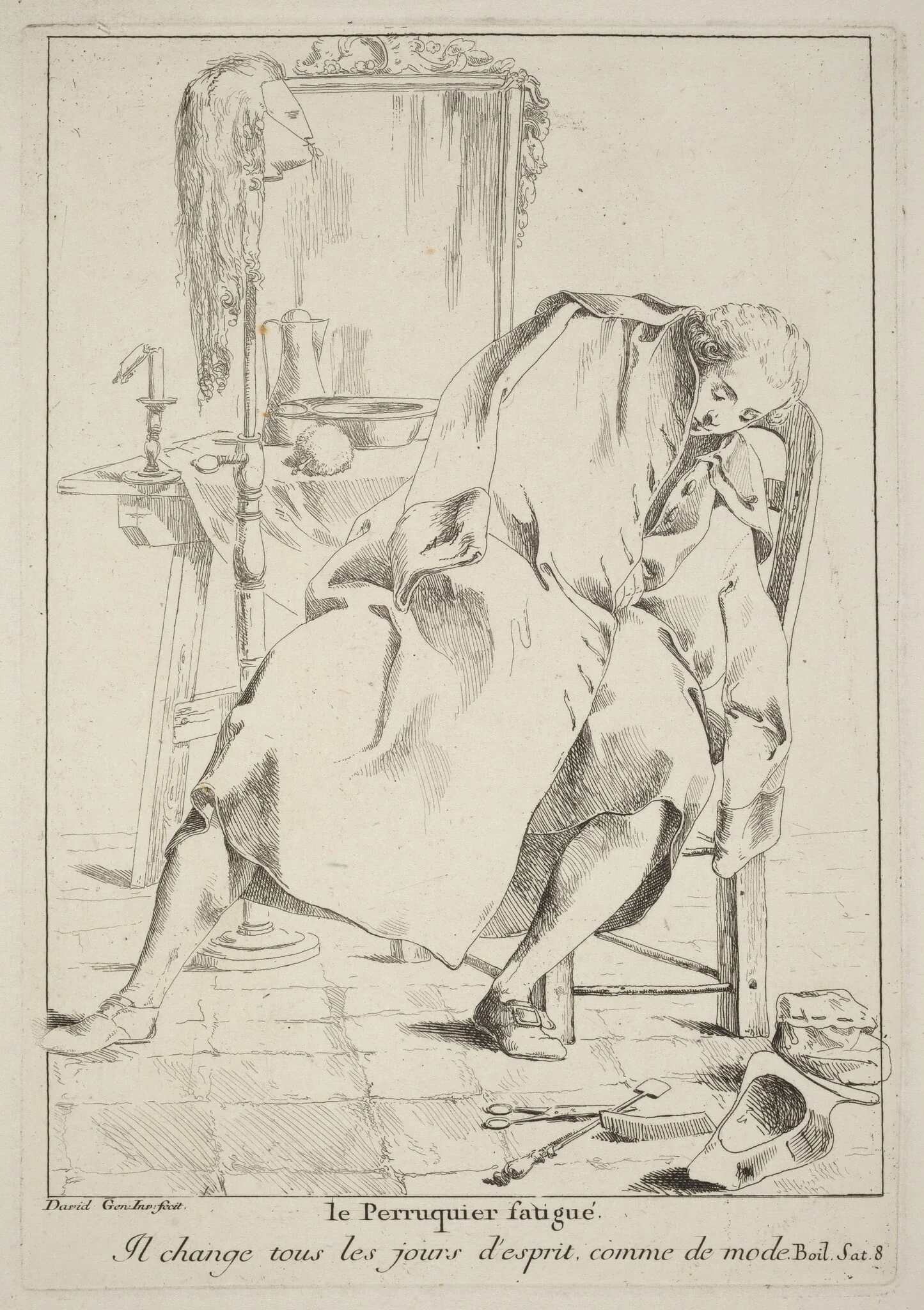 Le Perruquier fatigué (The Tired Wigmaker), detail
