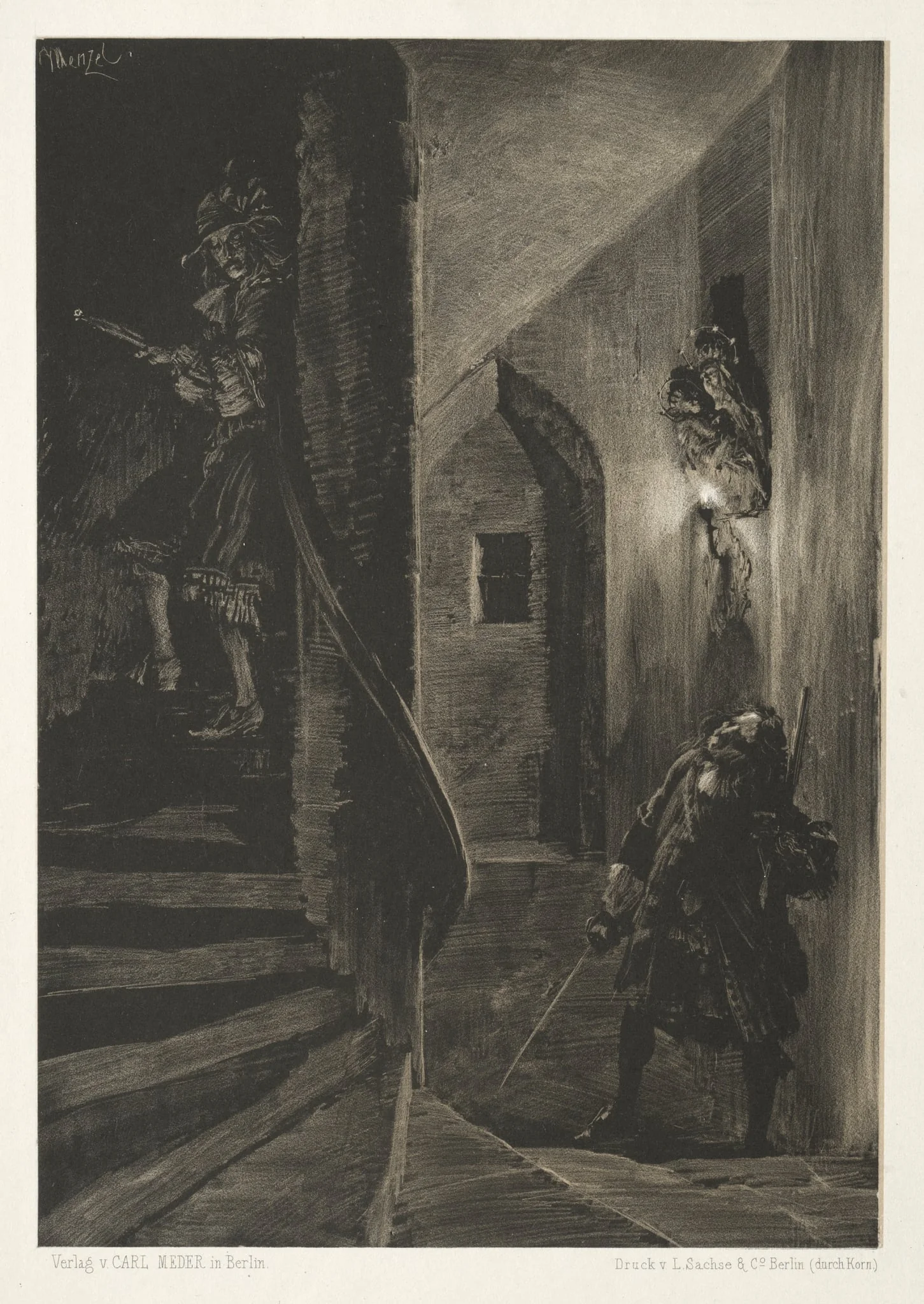 Essay on Stone with Brush and Scraper: Chase on the Winding Staircase, detail