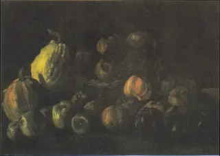Still Life with a Basket of Apples and Two Pumpkins, by Vincent van Gogh, oil