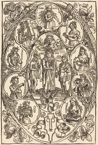 Apollo and the Muses, by Hans Süss von Kulmbach, ink, 1502