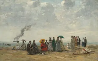 Figures on the Beach, by Eugène Louis Boudin, oil, 1868
