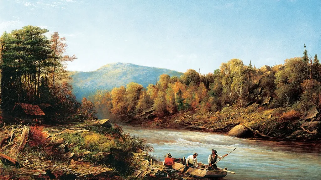 Bûcherons sur la rivière Saint-Maurice (1868), by Aaron Allan Edson, oil, 1868