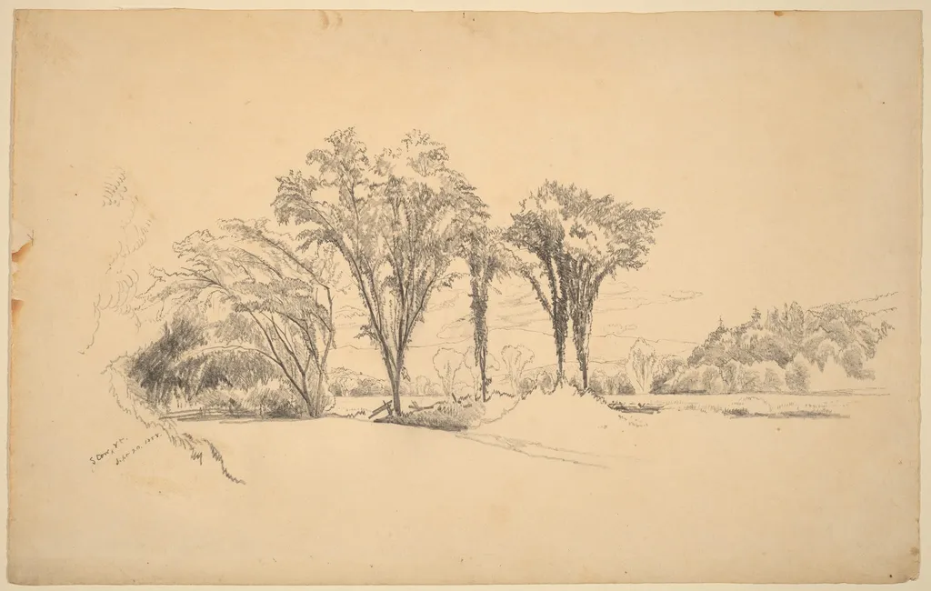 Stowe, Vermont, by Aaron Draper Shattuck, graphite, 1858