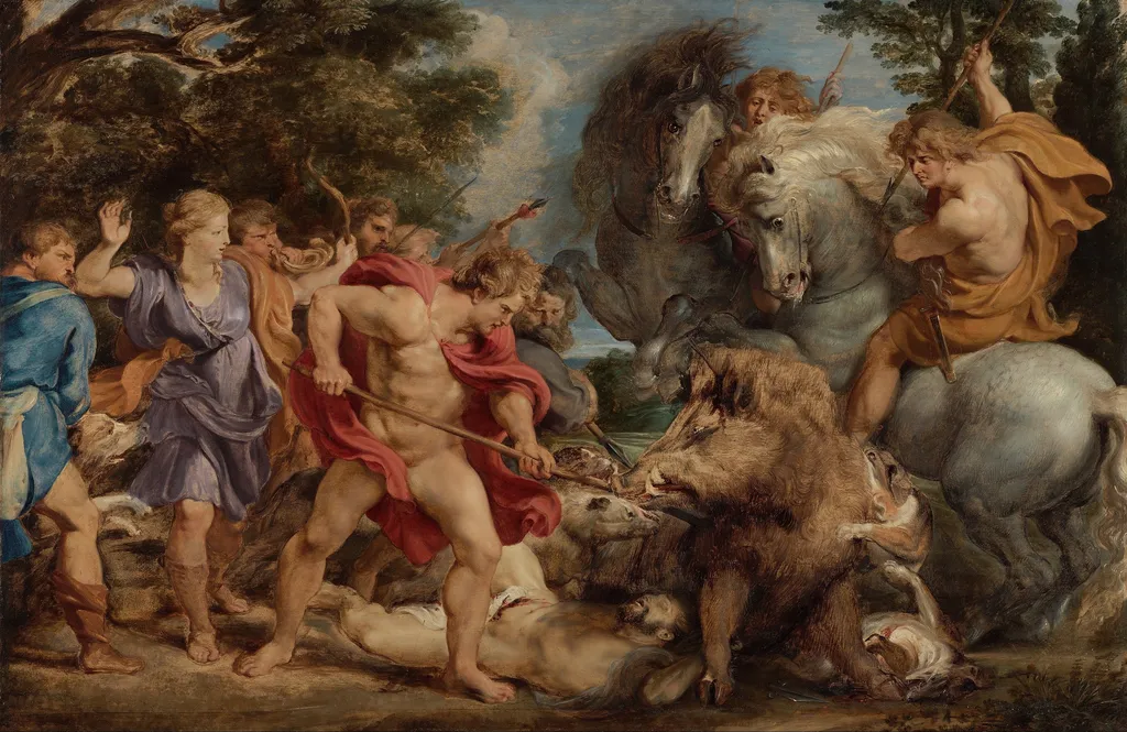 The Calydonian Boar Hunt, by Peter Paul Rubens, oil, 1611