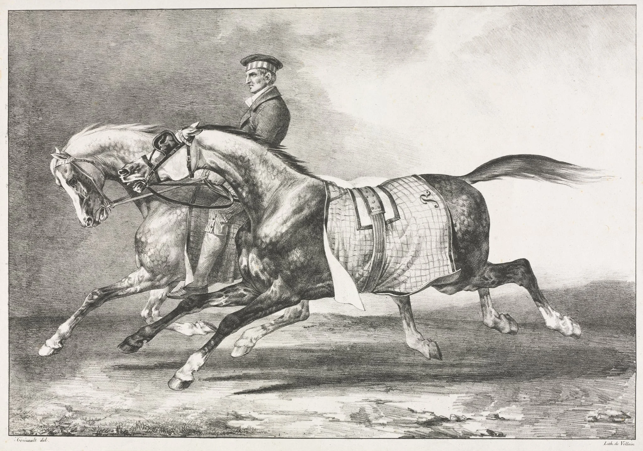 Two Dappled Horses Exercising, detail