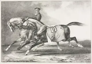 Two Dappled Horses Exercising, by Théodore Géricault, 1822