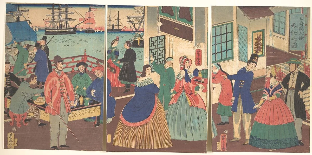 歌川芳虎画 『五箇国人物 呑飥之図』|People of the Five Nations Drinking and Eating (Gokakoku jinbutsu dontaku no zu), detail
