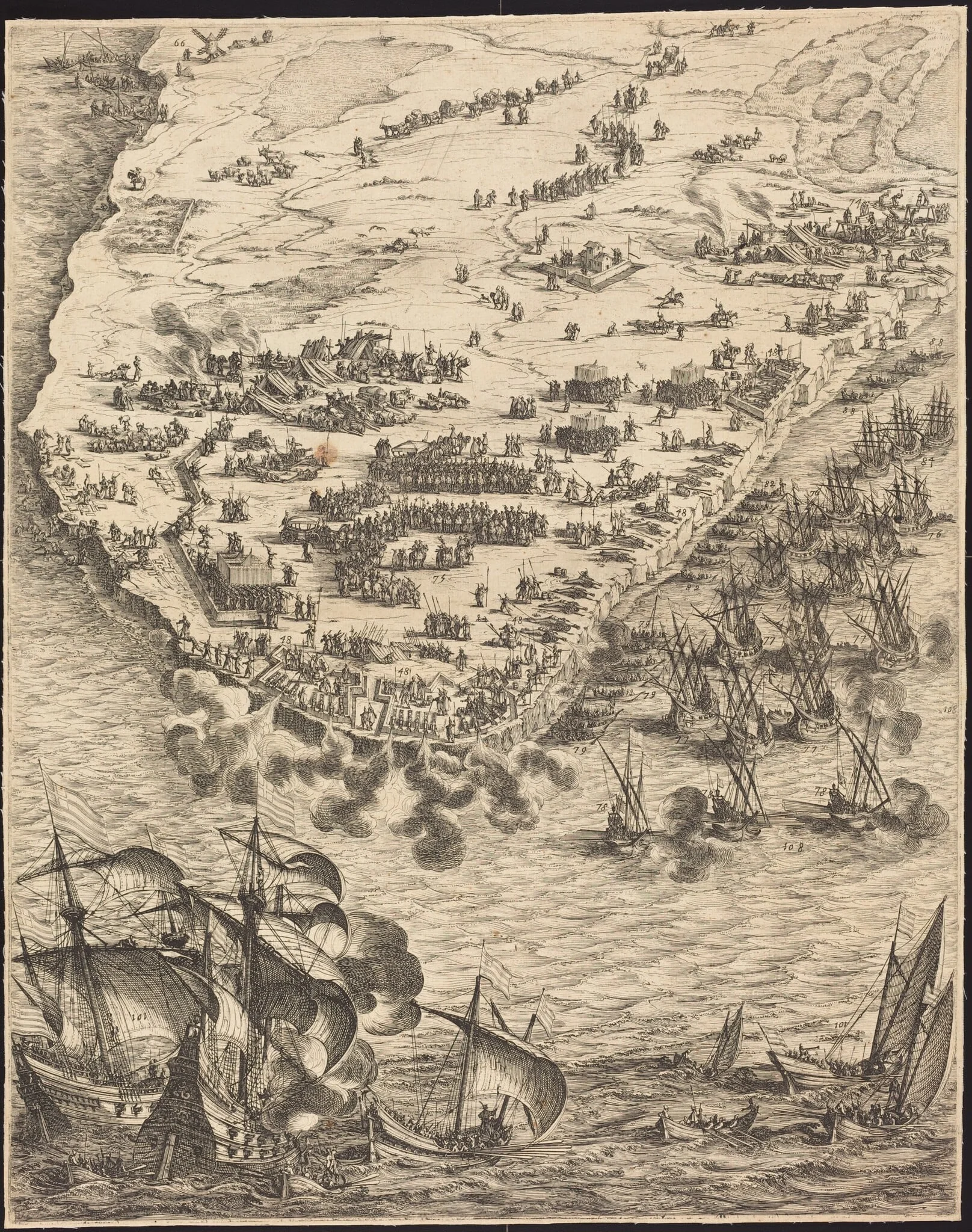 The Siege of La Rochelle [plate 10 of 16; set comprises 1952.8.97-112], detail