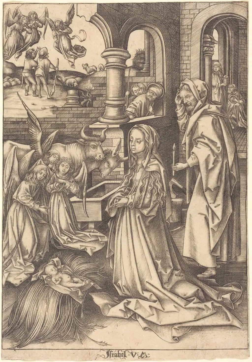 The Nativity, by Israhel van Meckenem, ink, 1495