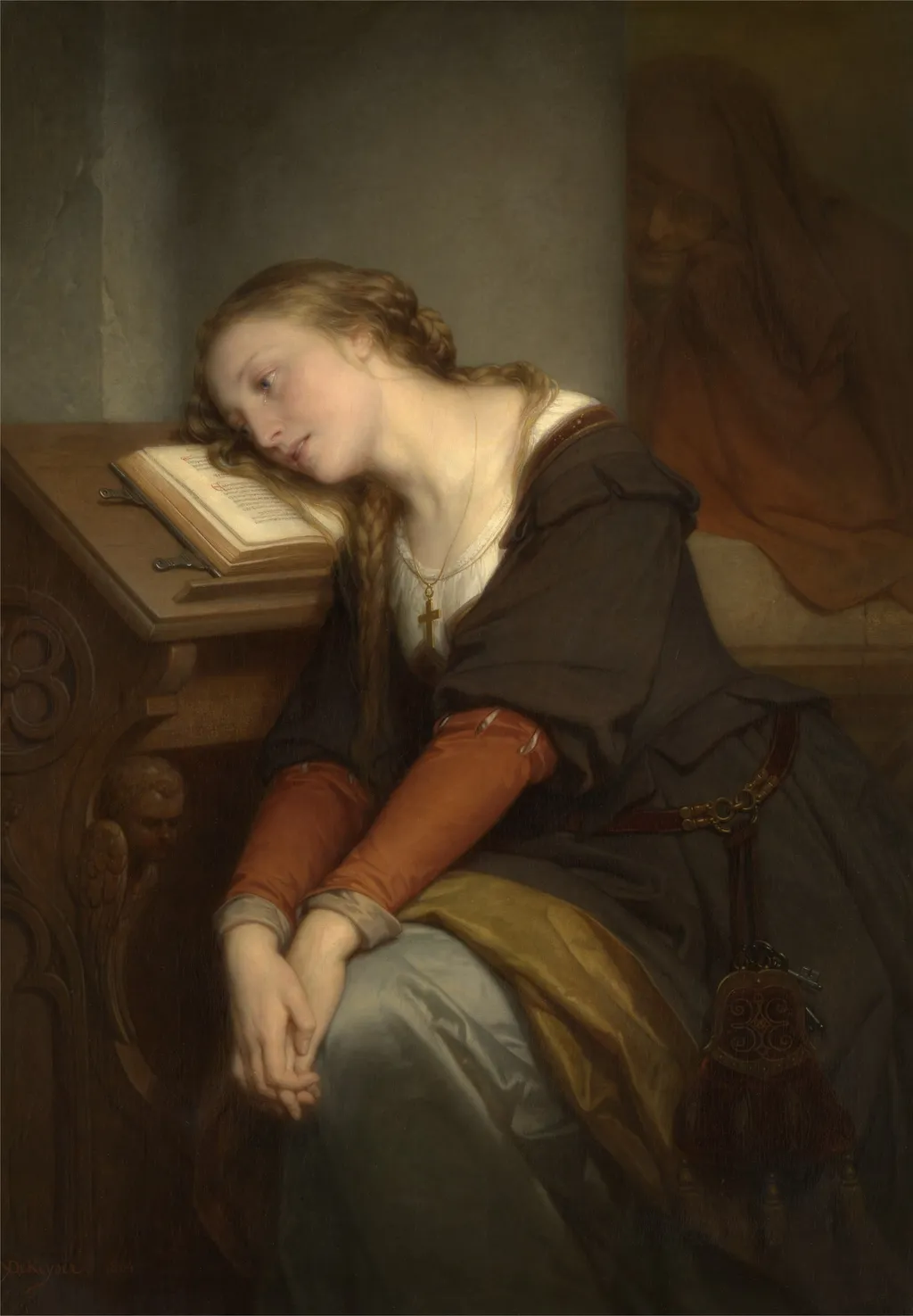 Margaret at the Church, by Nicaise De Keyser, oil, 1864