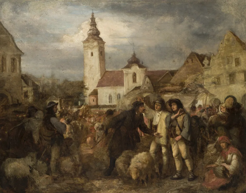 Fair in Nowy Targ, by Aleksander Kotsis, oil, 1866