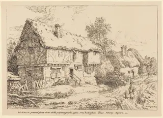 Old Cottages, by William Henry Pyne, ink, 1806