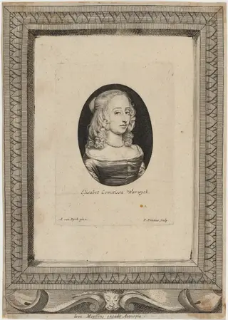 Mary Boyle, Countess of Warwick, by Paulus Pontius, ink, 1630