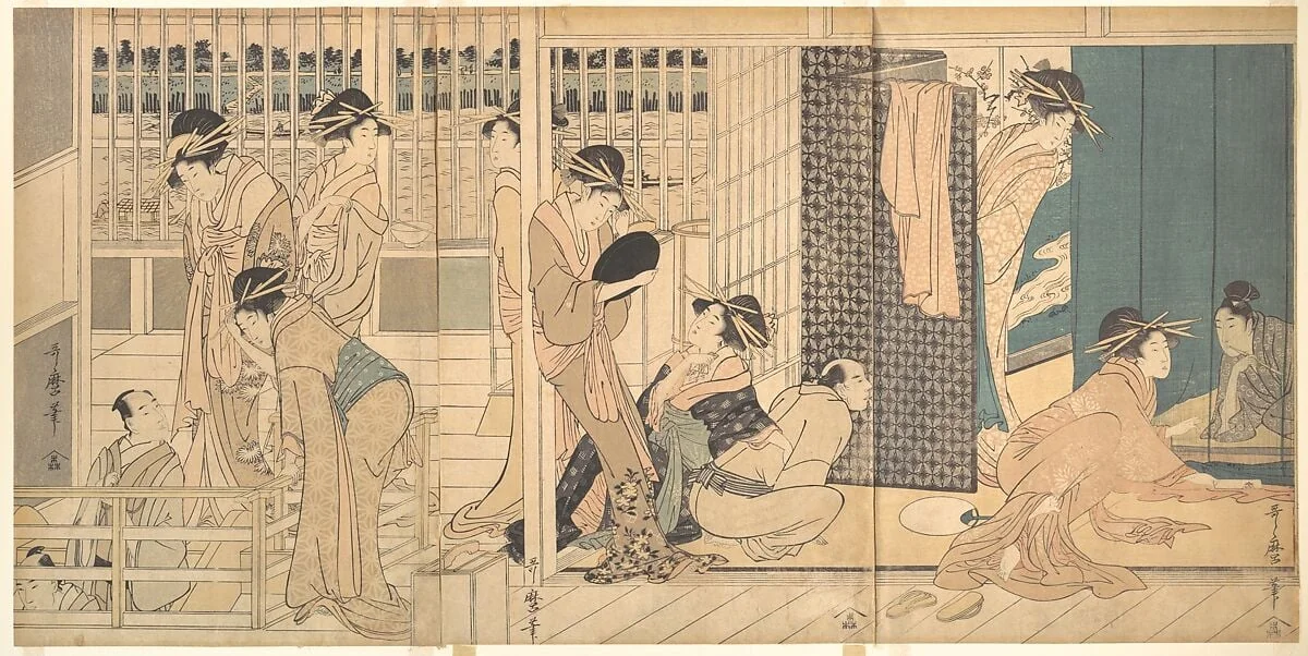 仮宅の後朝|Scene in the Yoshiwara, detail