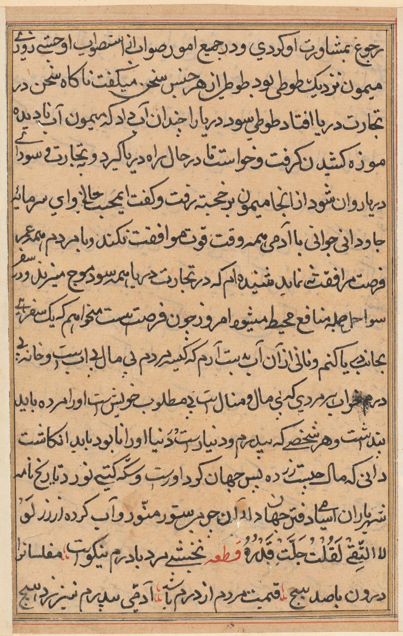Page from Tales of a Parrot (Tuti-nama): text page, detail