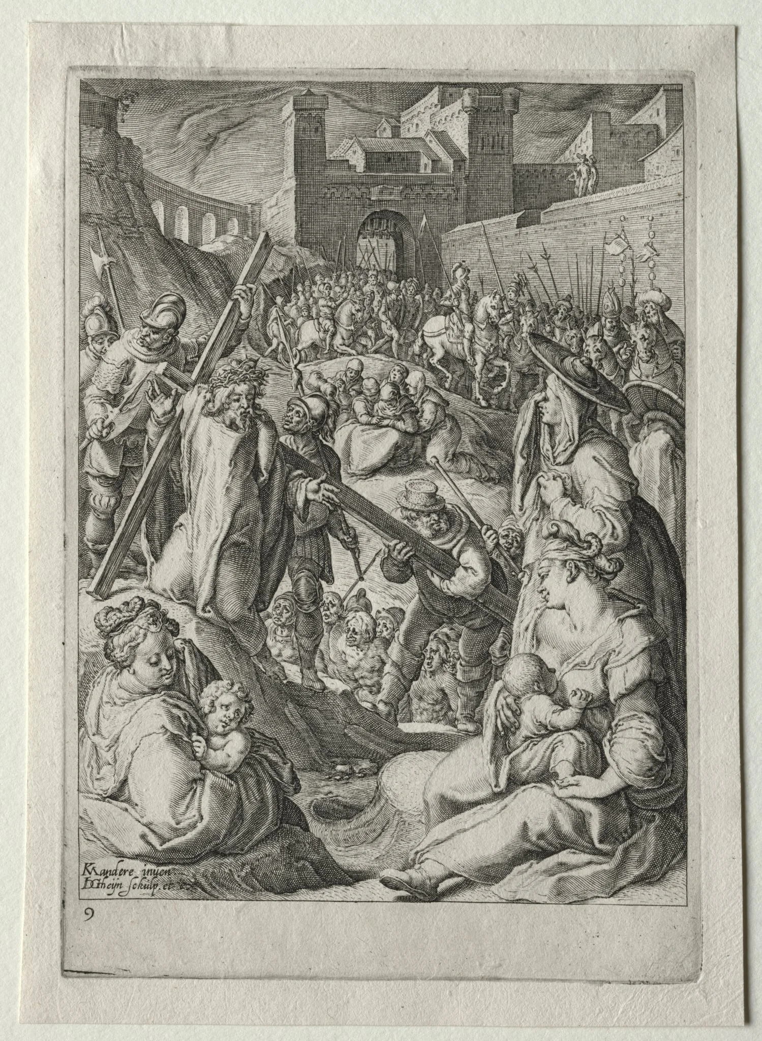 Passion Set: Christ Carrying the Cross, detail