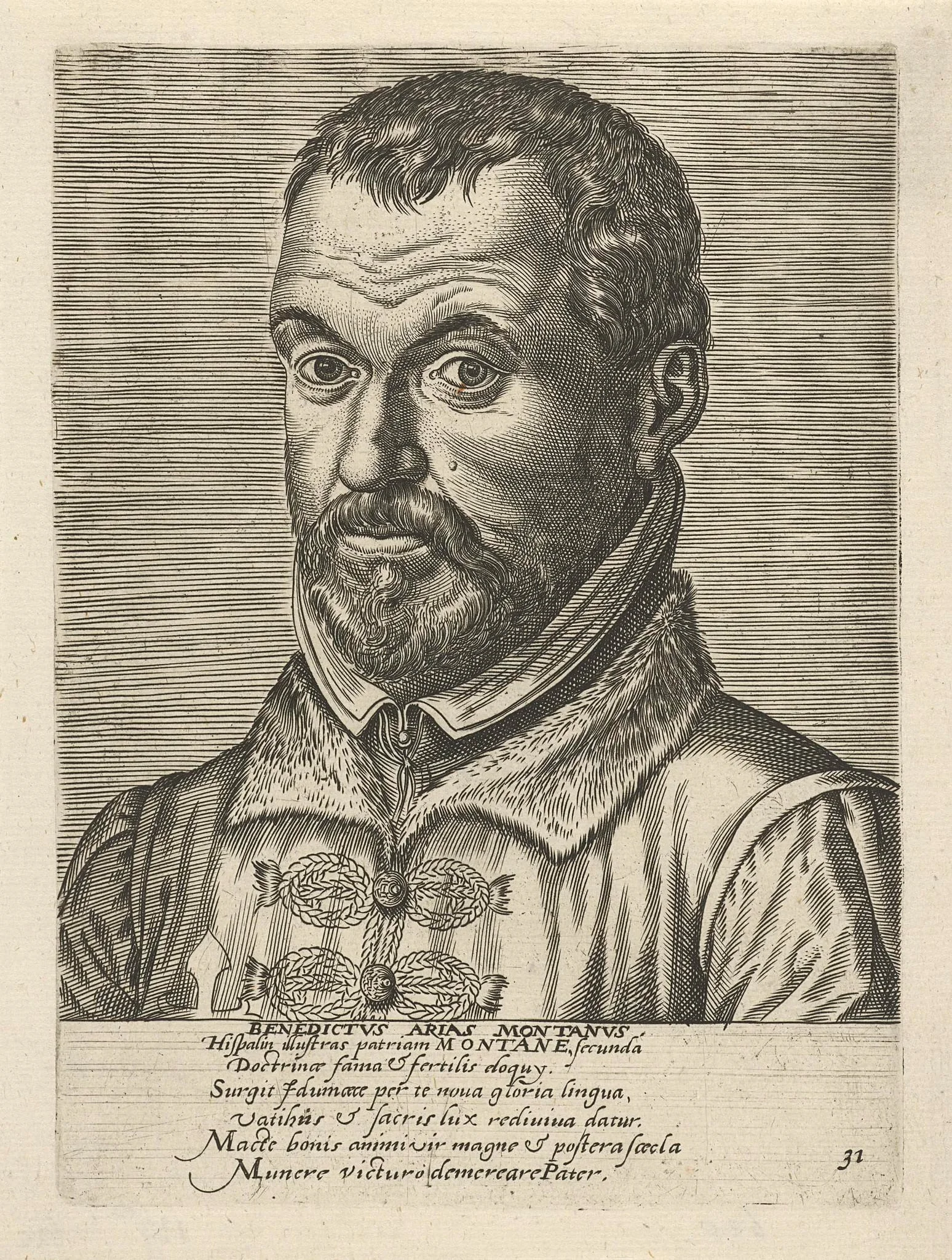 Portret van Benito Arias Montano, detail