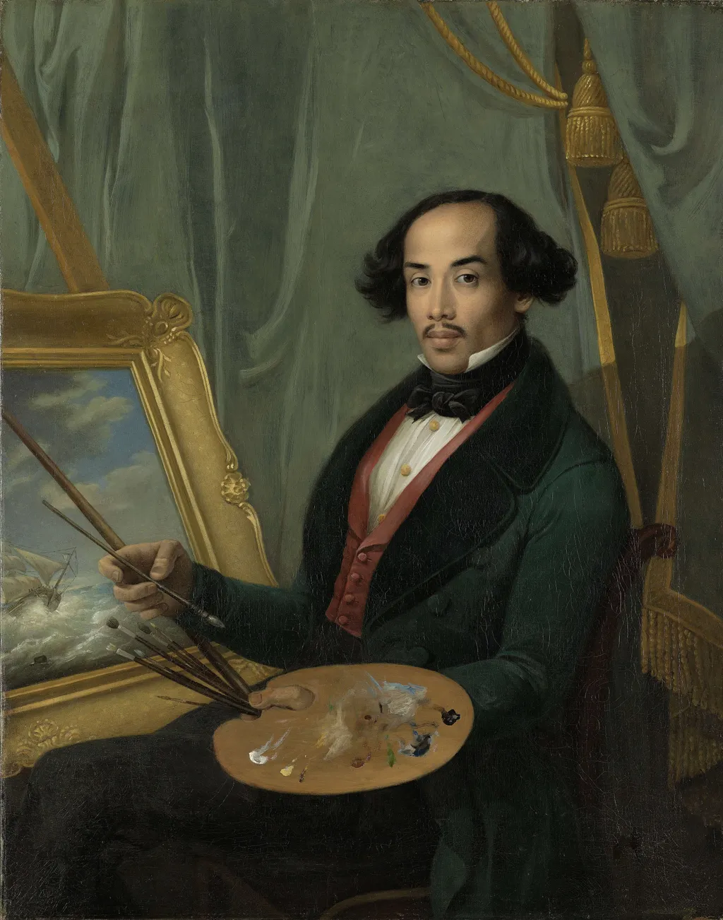 Portrait of Raden Syarif Bustaman Saleh, by Friedrich Carl Albert Schreuel, oil, 1840