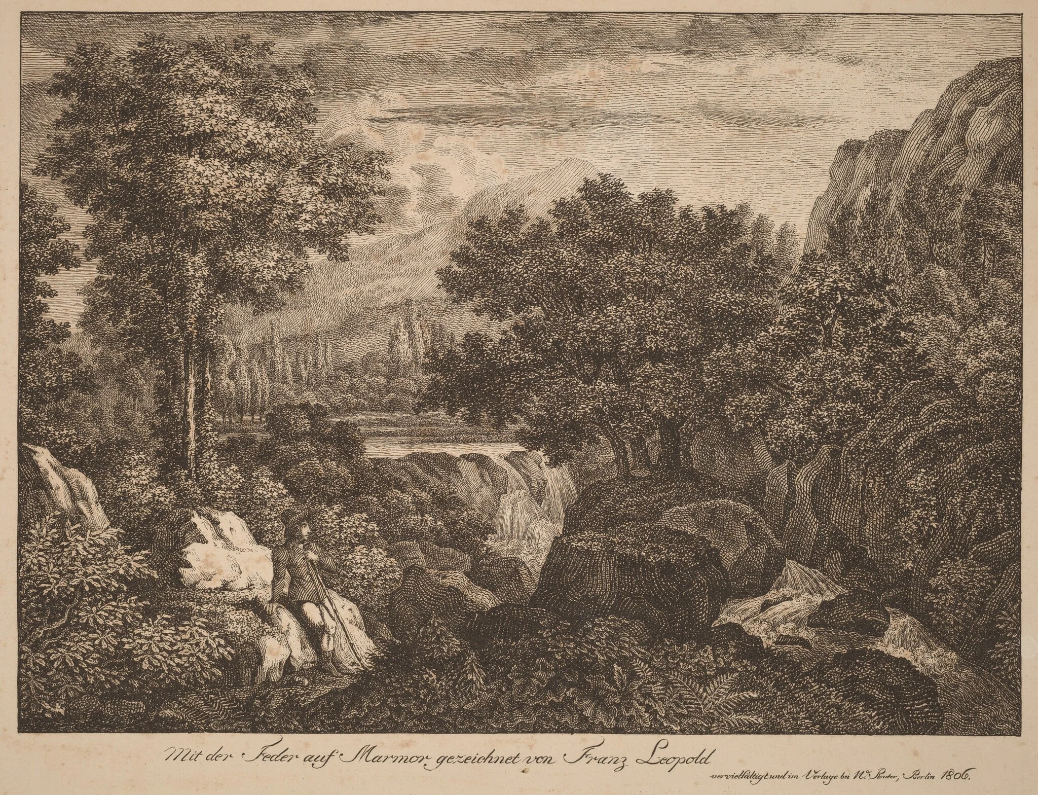 Resting Travelers in a Mountainous Landscape, detail