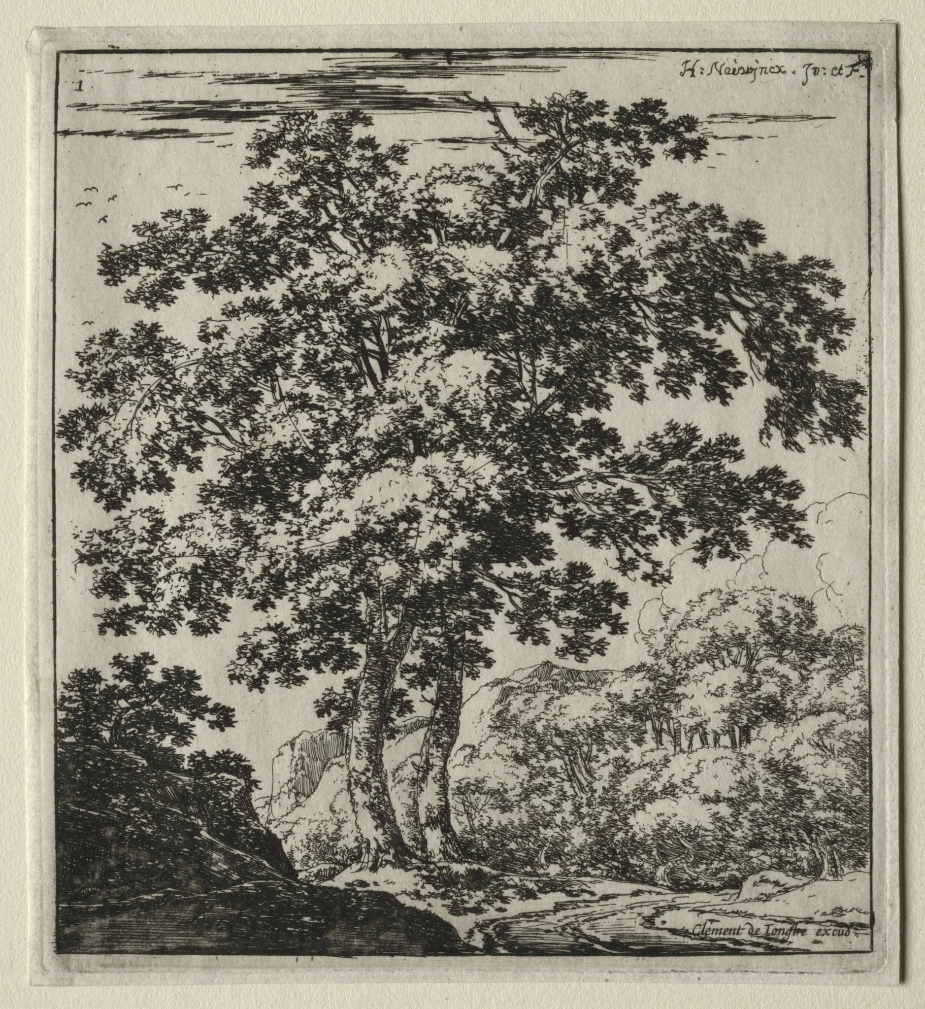 Les deux grands arbres au bord du chemin, detail