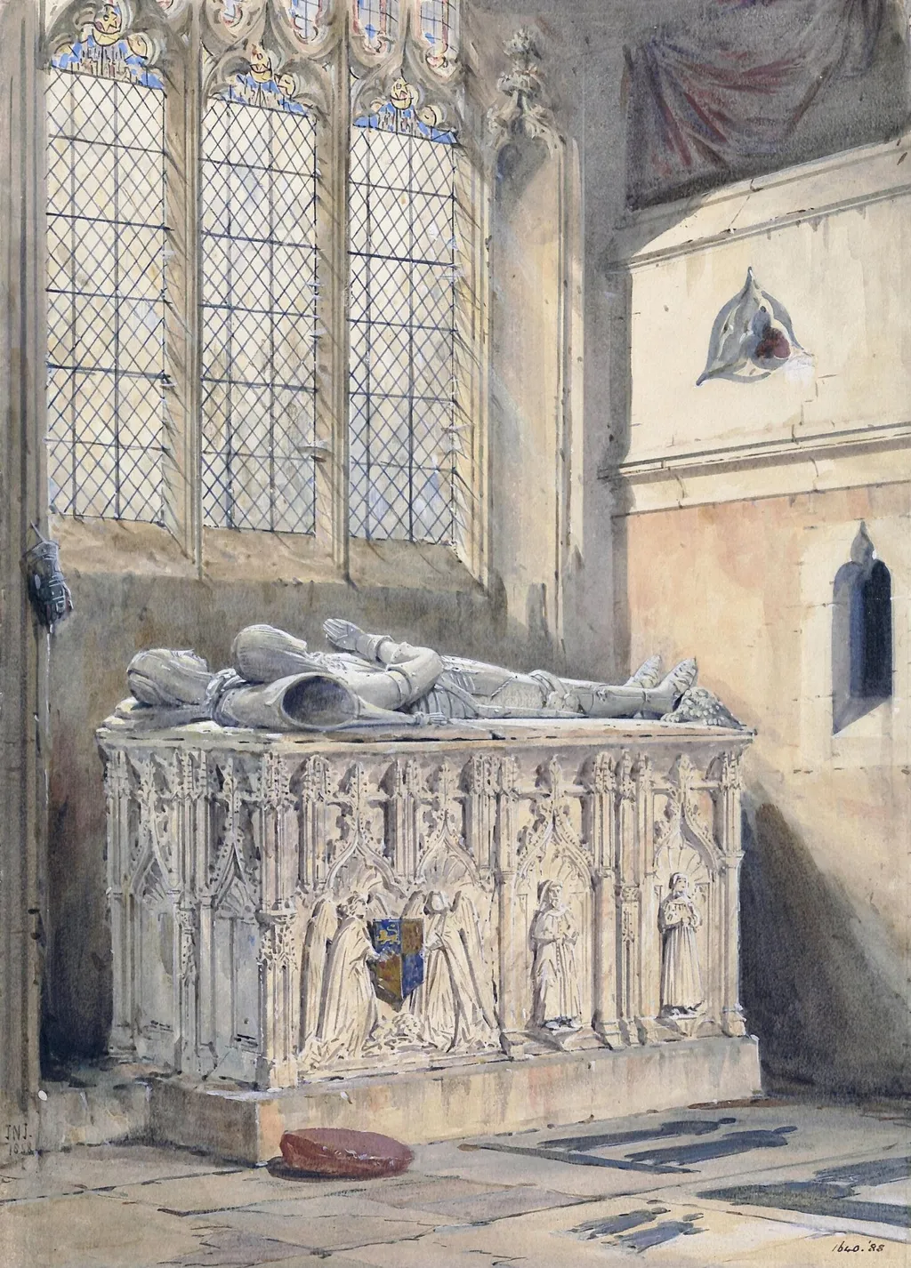 Tomb of the Crofts family at Chipping Norton church, Oxfordshire, by Joseph Nash, watercolor, 1858