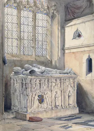 Tomb of the Crofts family at Chipping Norton church, Oxfordshire, by Joseph Nash, watercolor, 1858