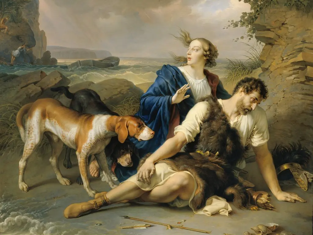 Arindal und Daura, by Johann Peter Krafft, oil, 1822