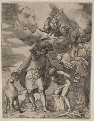 The Sacrifice of Abraham, by Battista Franco, ink, 1554