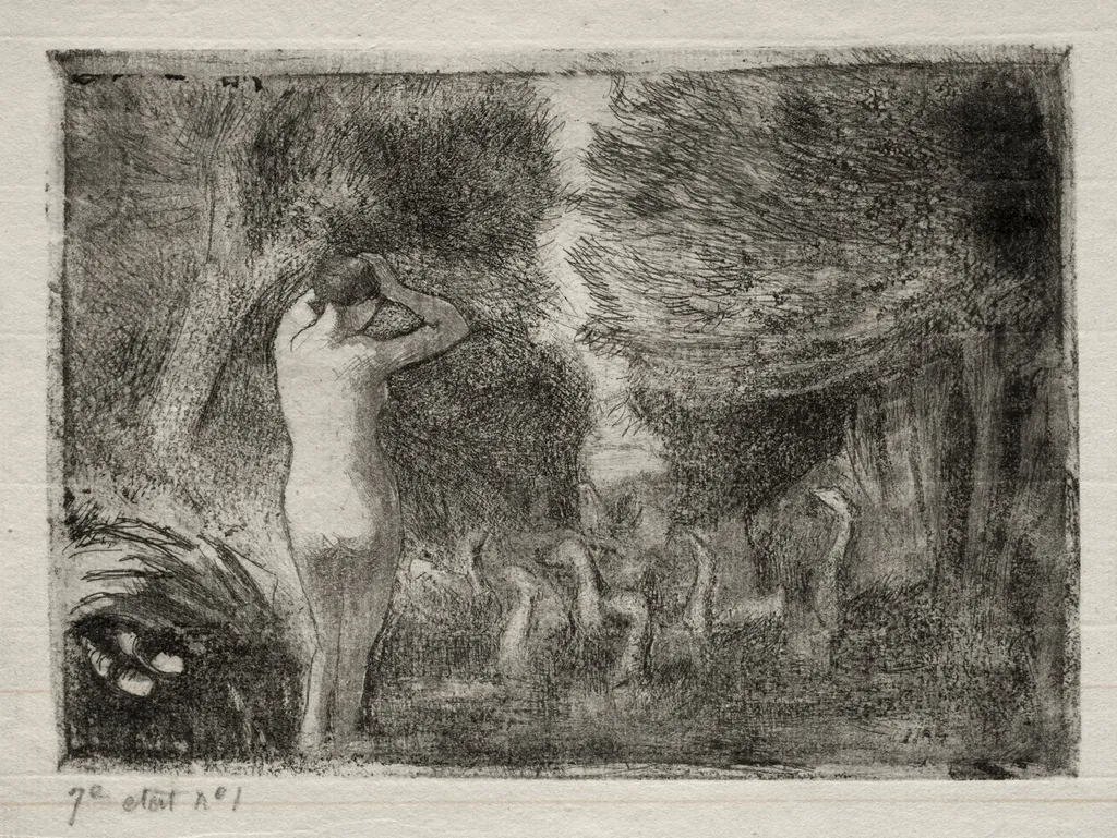 Bather and Geese, by Camille Pissarro, 1895