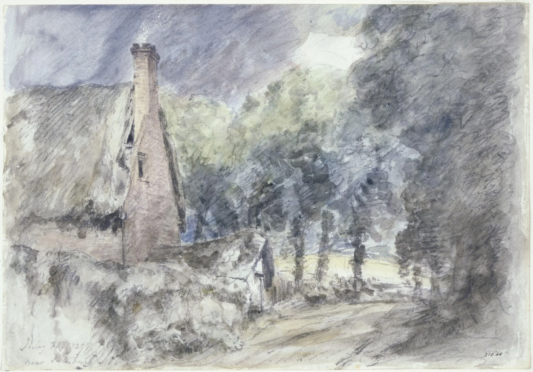 A cottage and Trees near Salisbury, detail