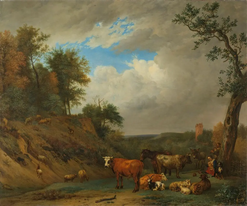 Herdsmen with their cattle, by Paulus Potter, oil, 1651