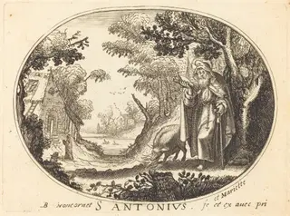 Saint Anthony, by Balthasar Moncornet, ink, 1634