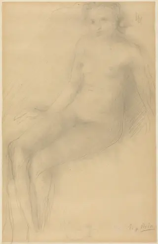 Seated Female Nude, by Auguste Rodin, graphite, 1878